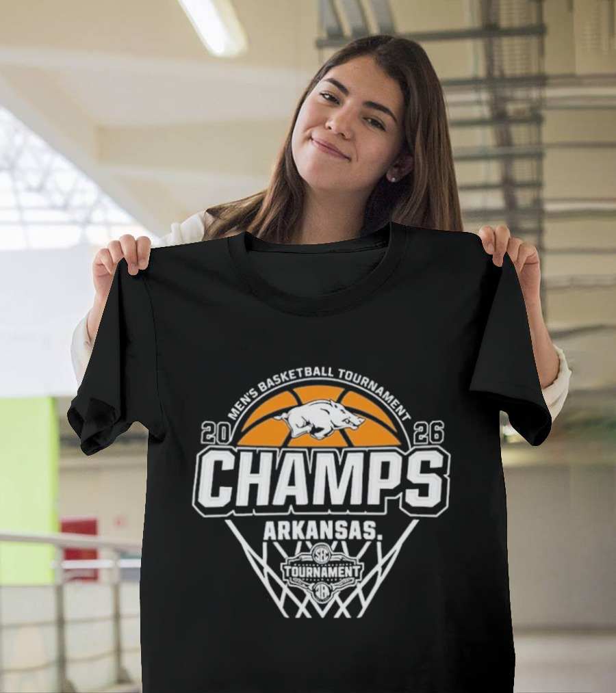 Men's Basketball Tournament 2026 Champs Arkansas Razorbacks T-Shirt