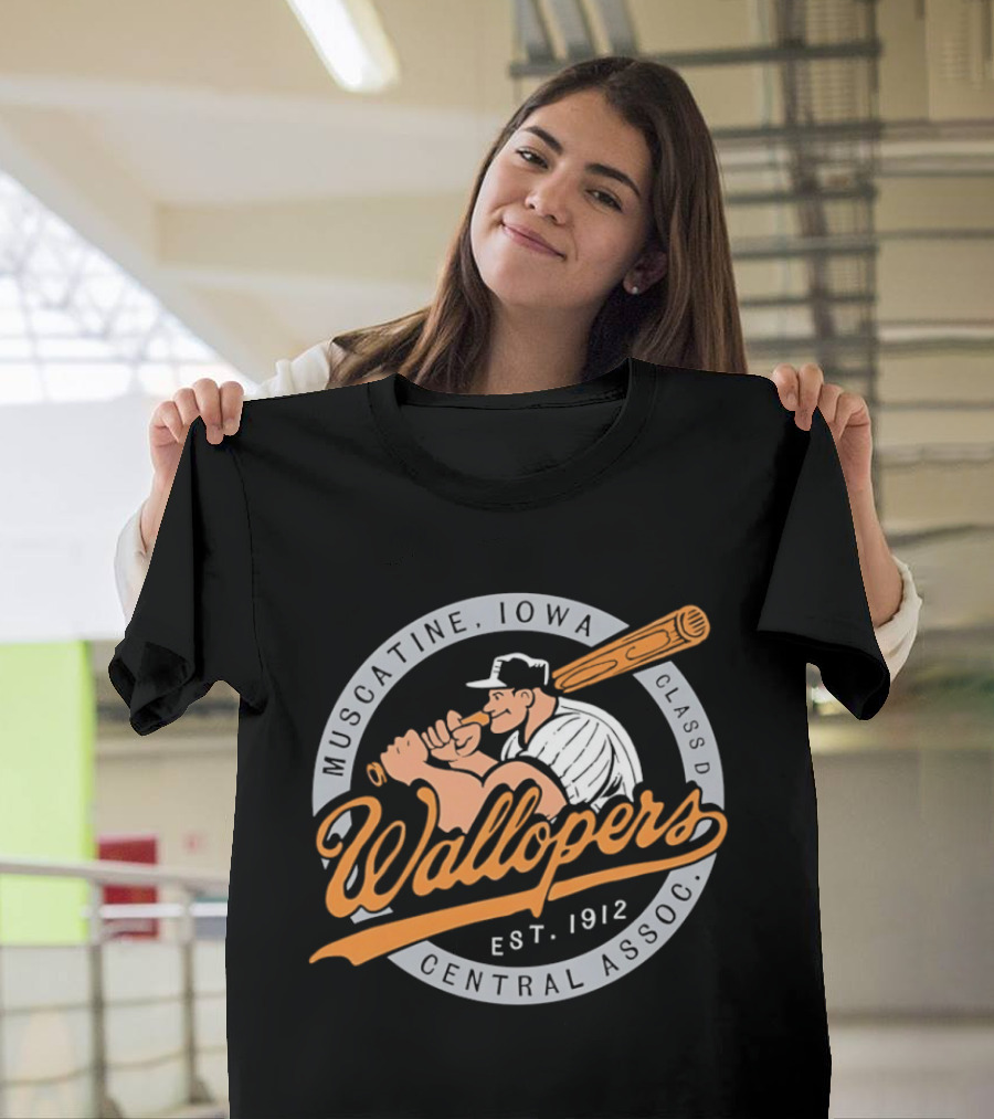 Muscatine Iowa Wallopers Central Assoc Est 1912 Baseball T-Shirt