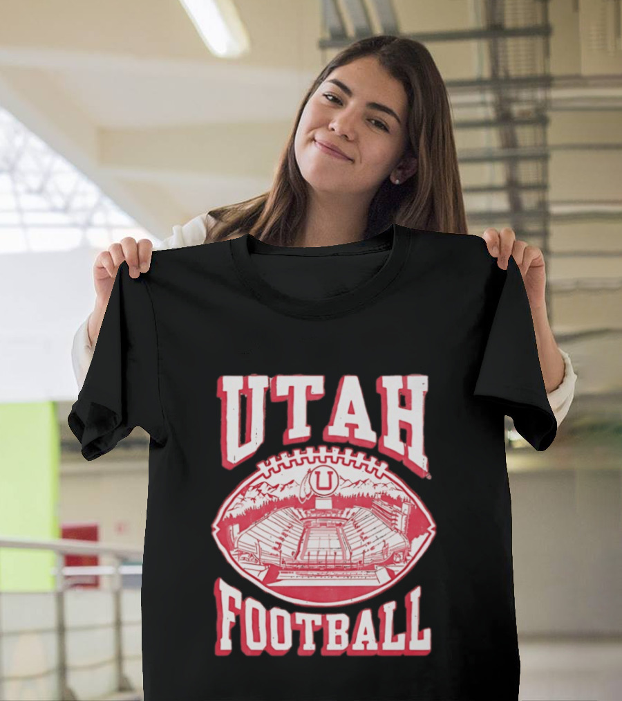 Utah Utes Football Stadium Illustration With Mountain T-Shirt