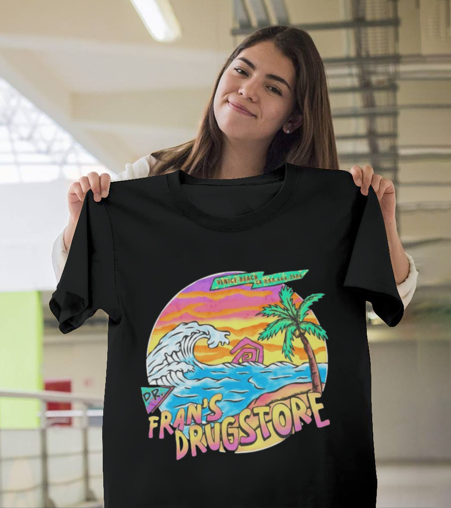 Venice Beach Dr. Fran's Drugstore Surf Wave Tropical Scene T-Shirt