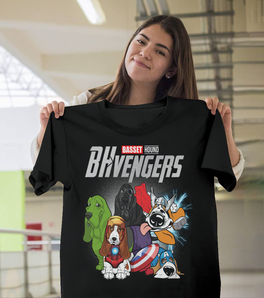 Basset Hound BHvengers Superhero Assembly T-Shirt