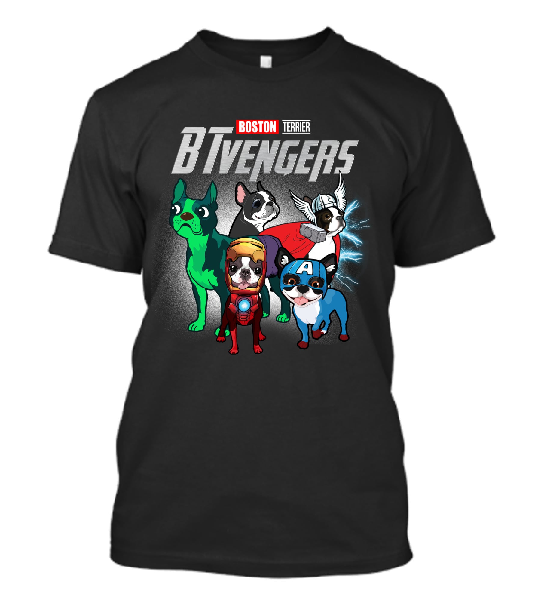 Boston Terrier BTvengers Superhero Dogs T-Shirt
