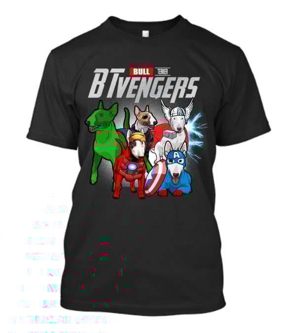 Bull Terrier BTvengers Superhero Dogs Ensemble T-Shirt