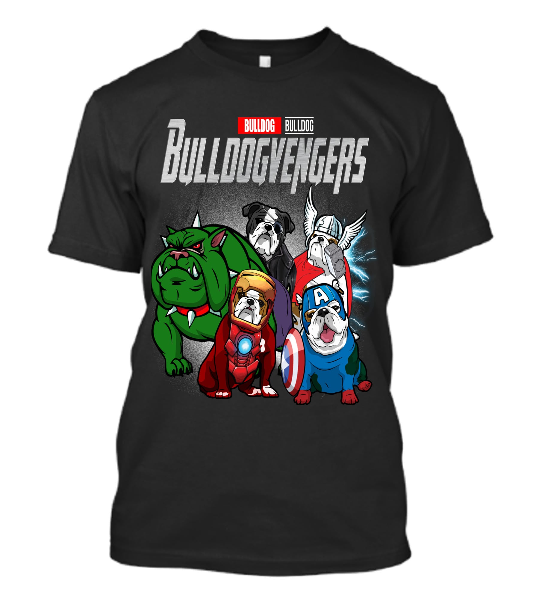 Bulldog Bulldogvengers Hulk Iron Man Captain America Thor T-Shirt