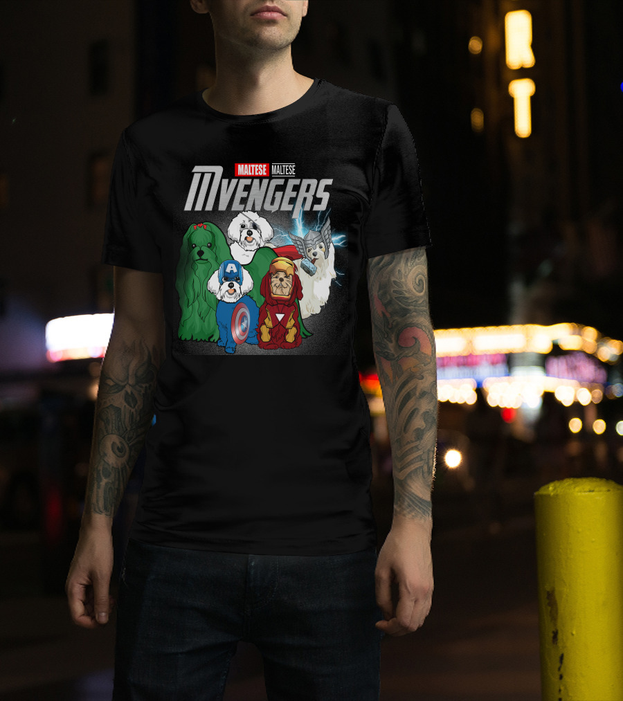 Maltese Mvengers Superhero Dogs T-Shirt