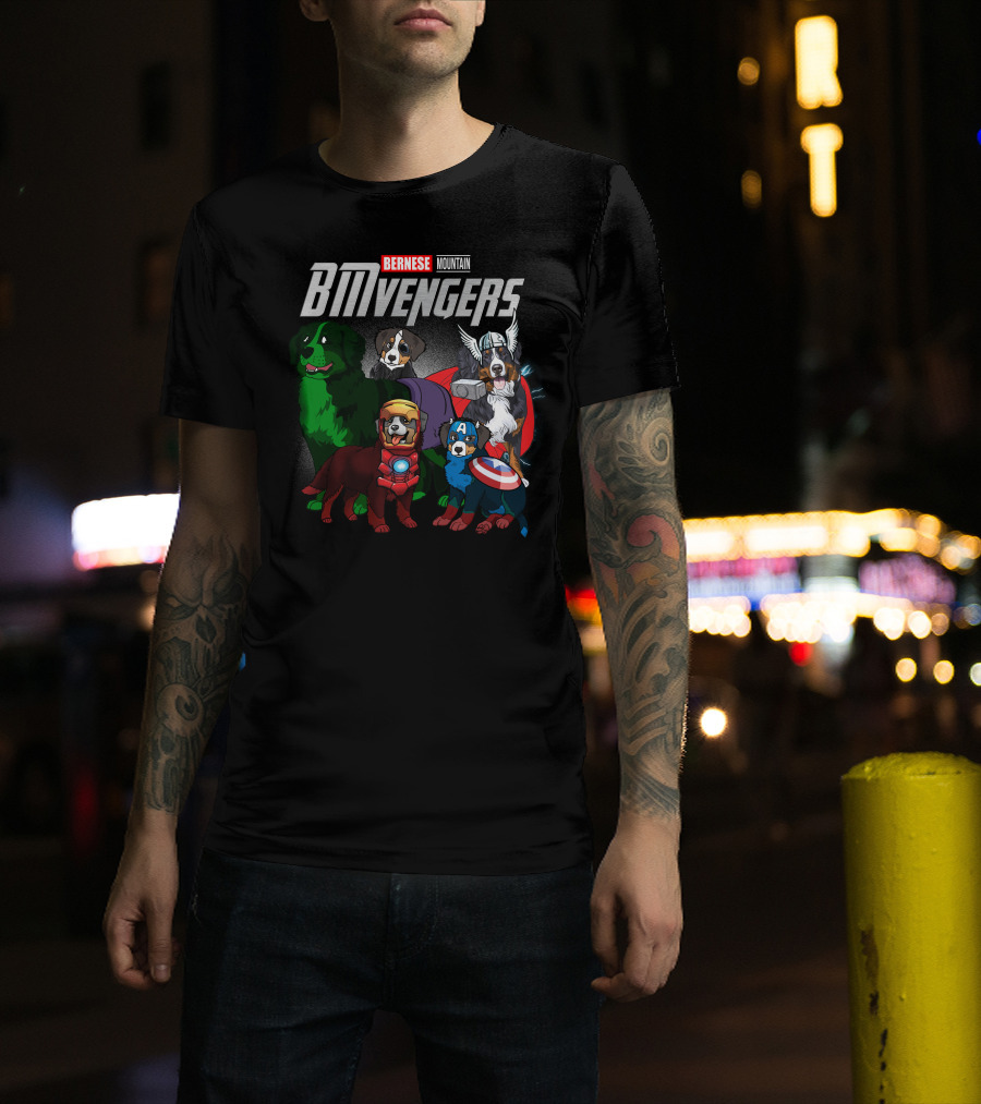 Bernese Mountain BMvengers Dog Avengers Superhero T-Shirt