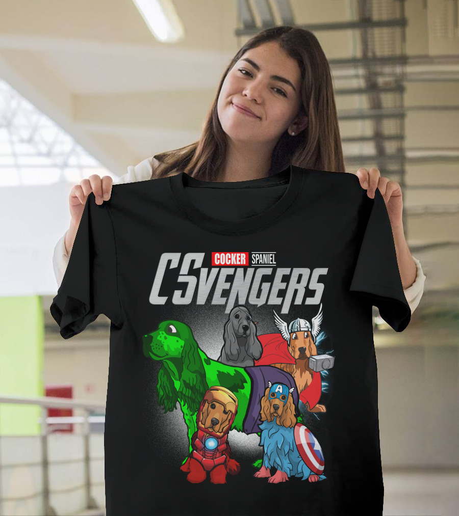 Cocker Spaniel CSvengers Superhero Dog Parody Avengers T-Shirt