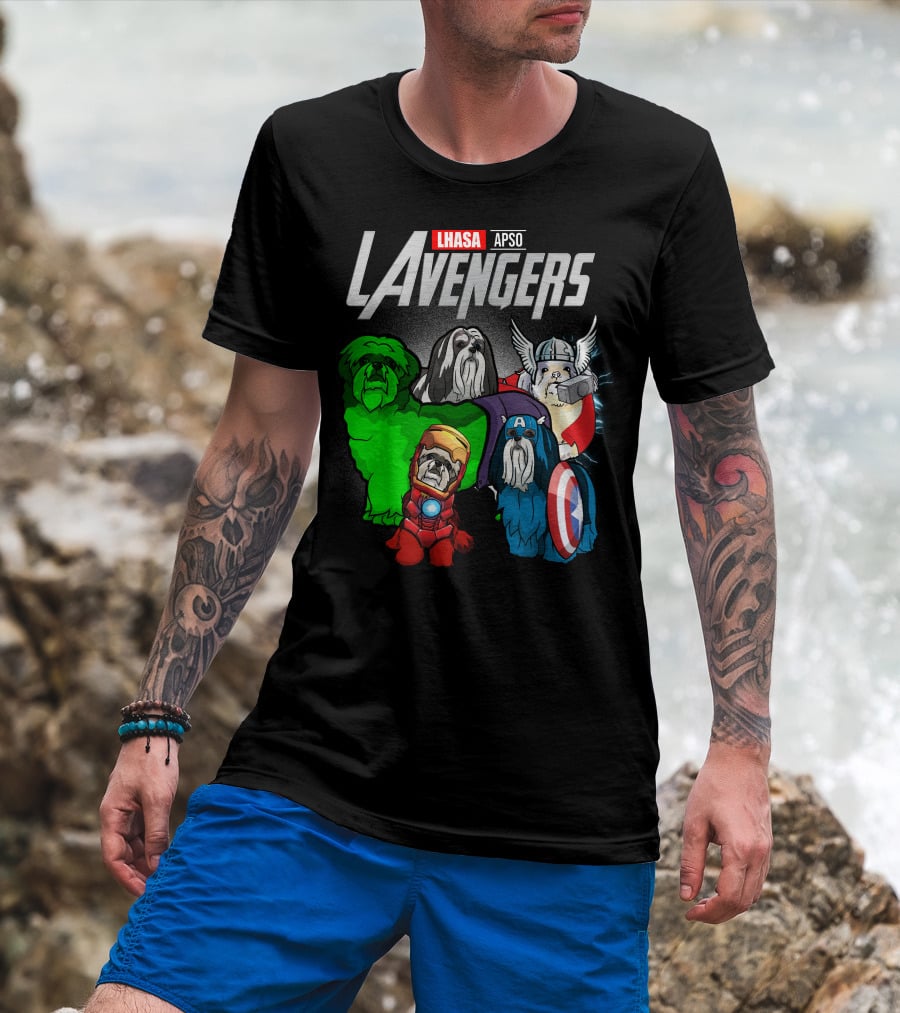 Lhasa Apso LAvengers Comic Superhero Dogs T-Shirt