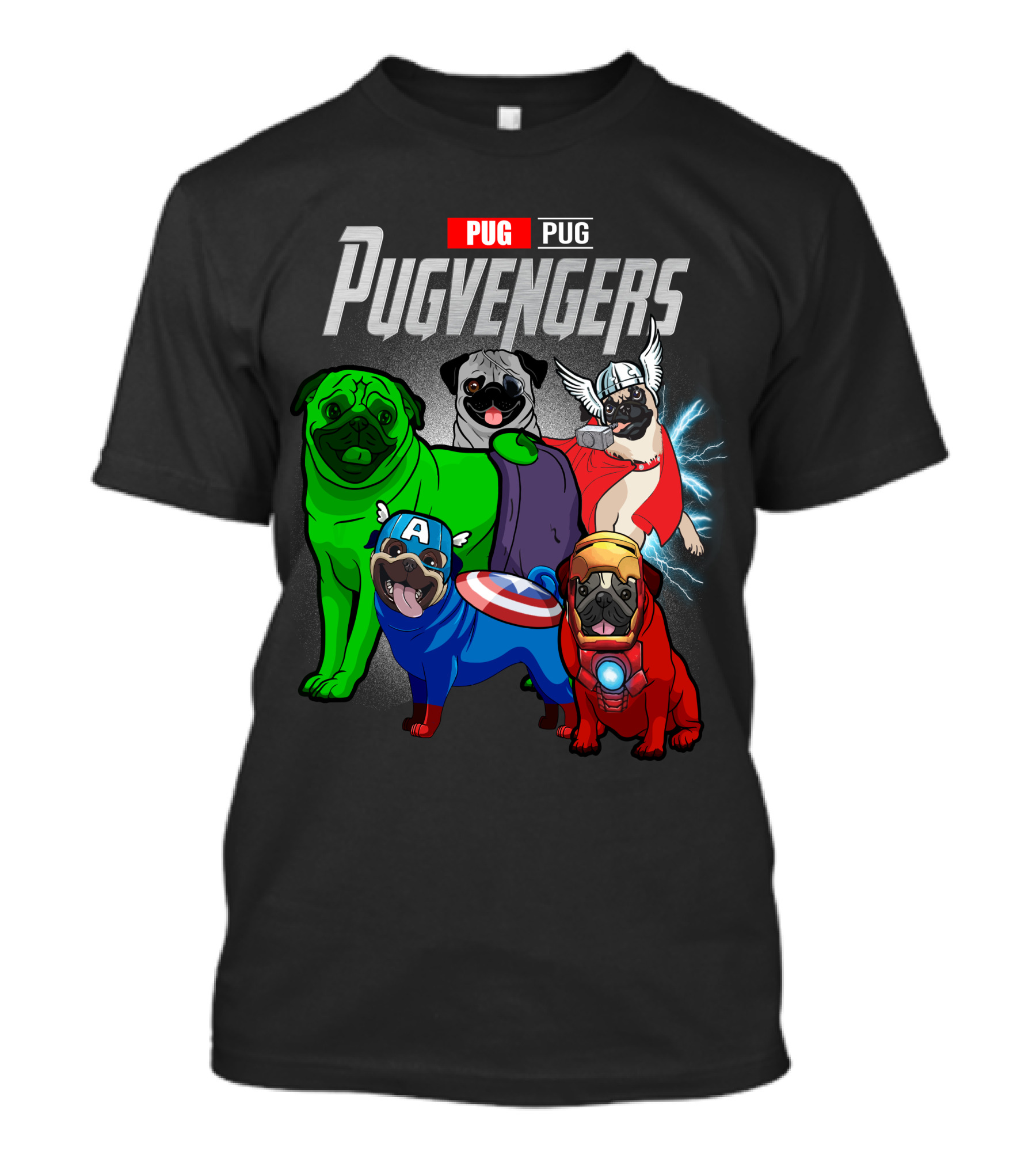 Pug Pugvengers Superhero Dogs Comic T-Shirt