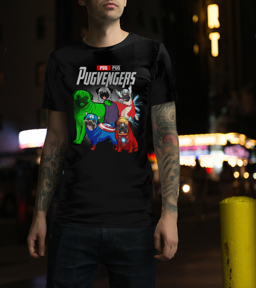 Pug Pugvengers Superhero Dogs Comic T-Shirt