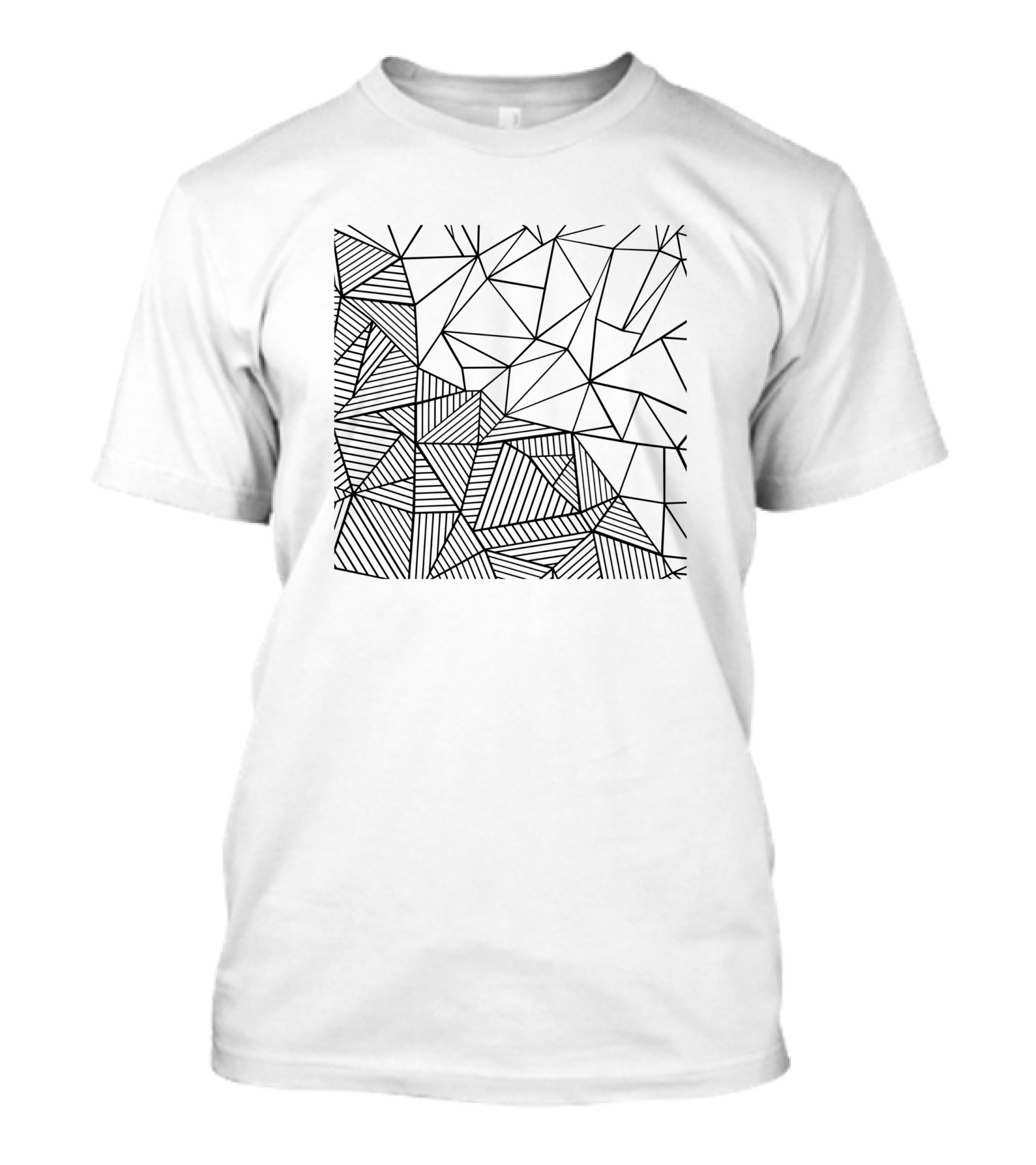Ab Half And Half Geometric Abstract Lines T-Shirt