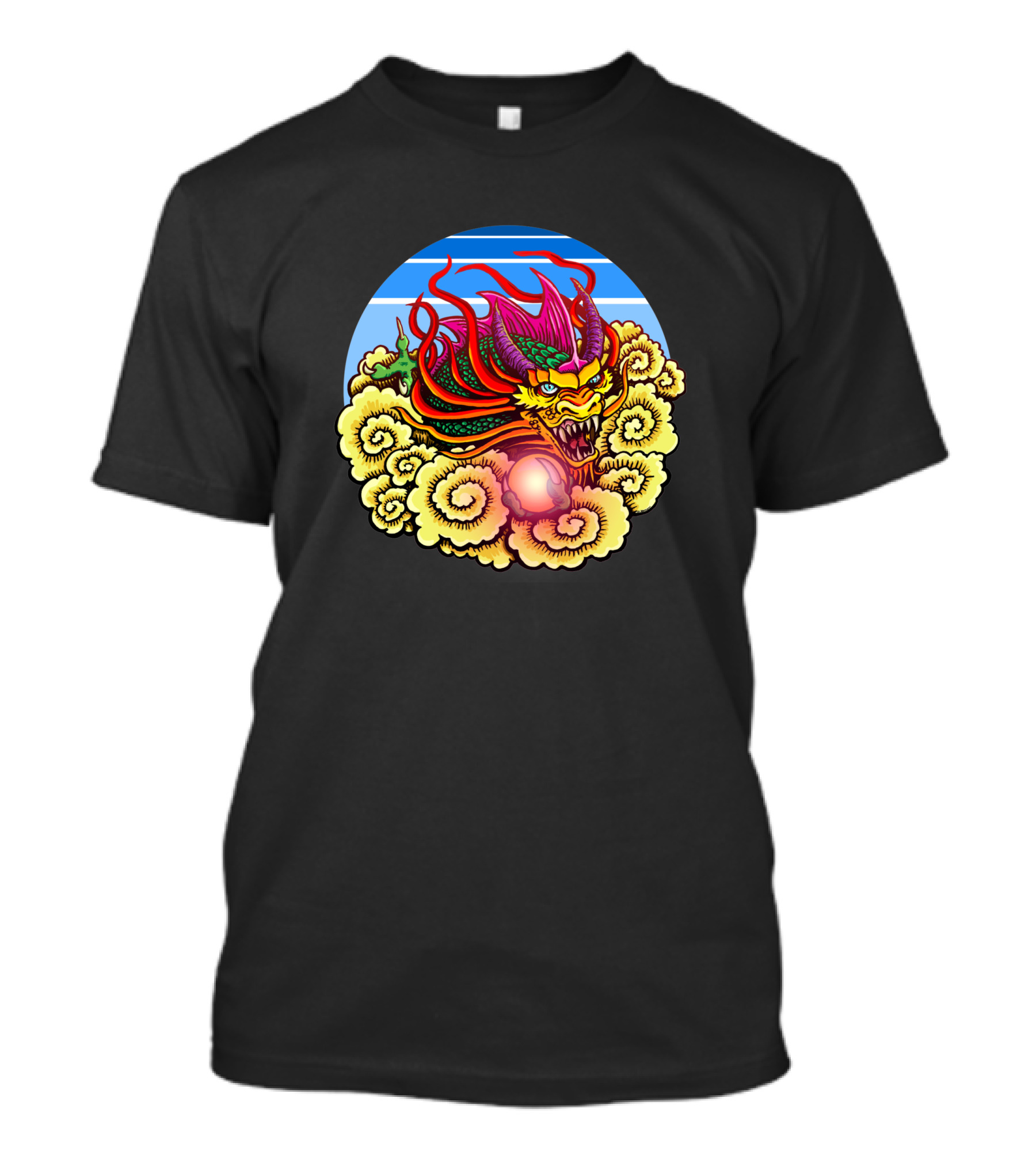 Air Dragon 1182381 Vibrant Celestial Beast Amidst Glowing Clouds And Sky T-Shirt