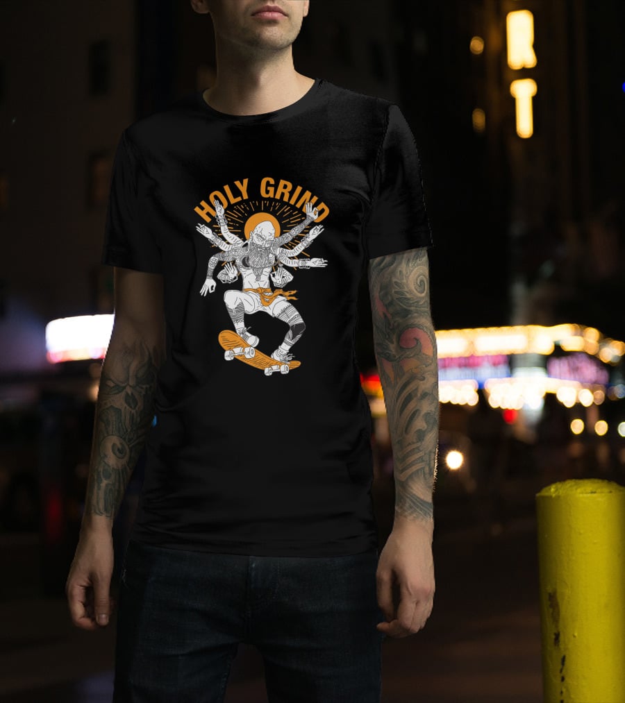 Holy Grind Skateboarding Deity Multilimb Monochrome T-Shirt