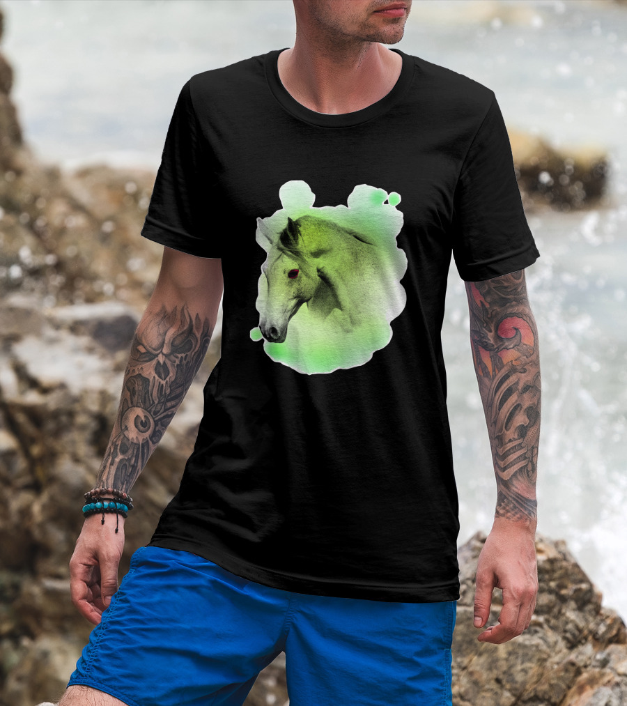 Arabic Horse Neon Green Art 334448 T-Shirt