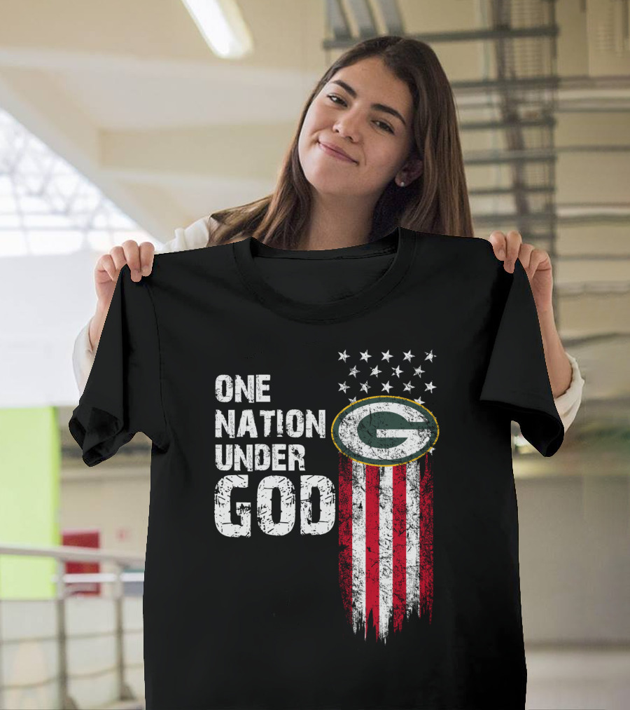 Green Bay Packers One Nation Under God Stars And Stripes T-Shirt