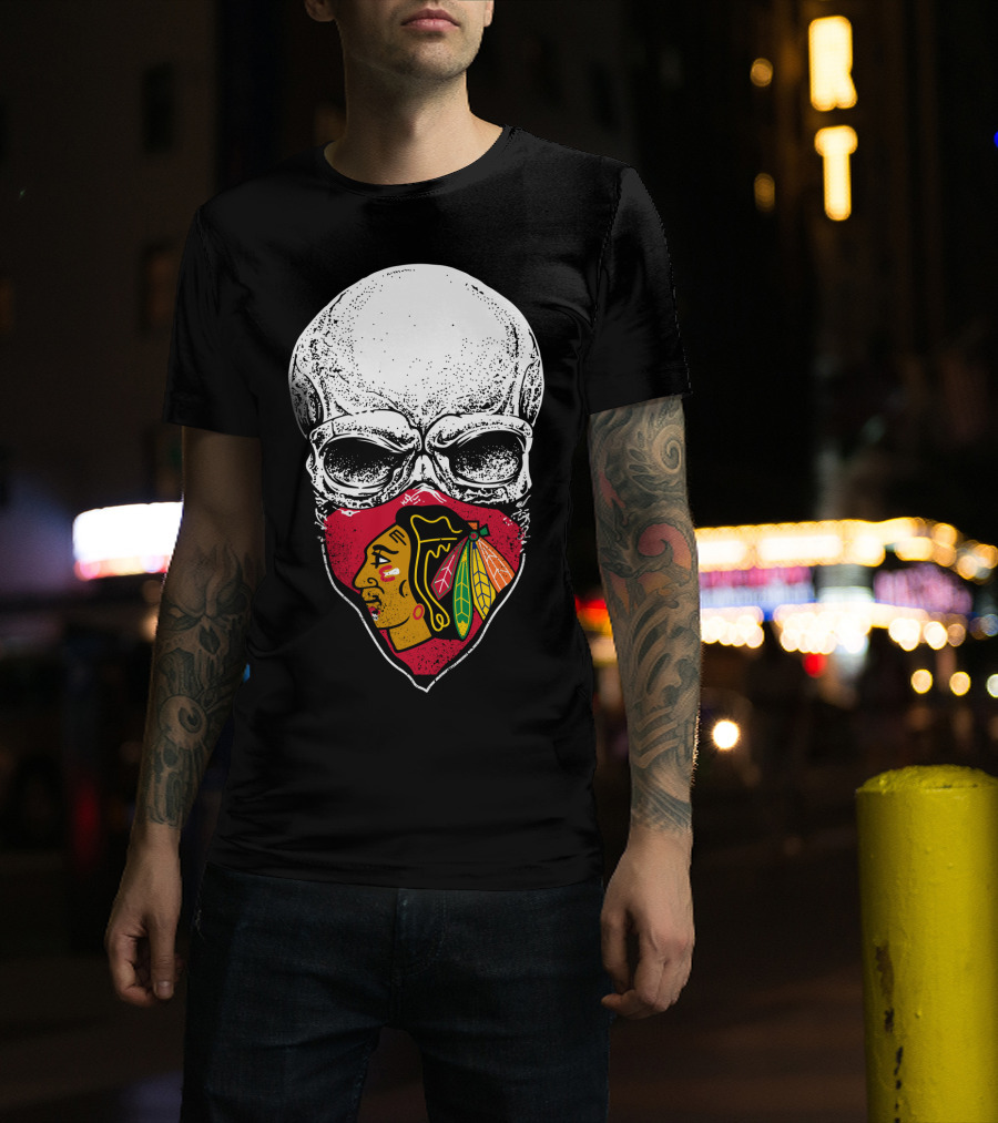 Chicago Blackhawks Skull Mask T-Shirt