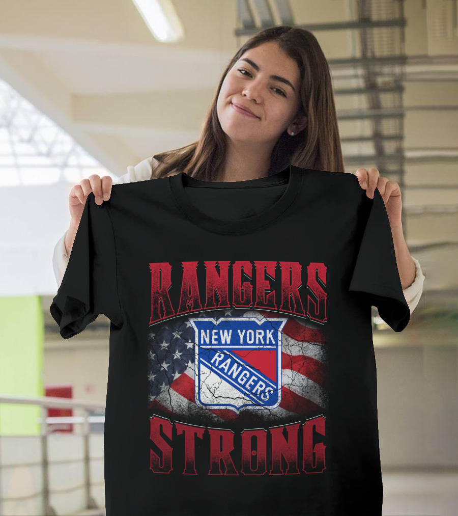 New York Rangers Strong Usa Flag T-Shirt