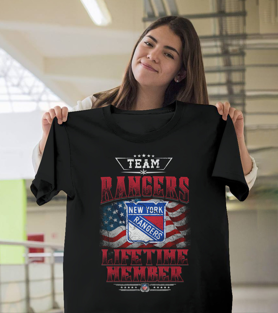 Team New York Rangers Lifetime Member Nfl American Flag T-Shirt
