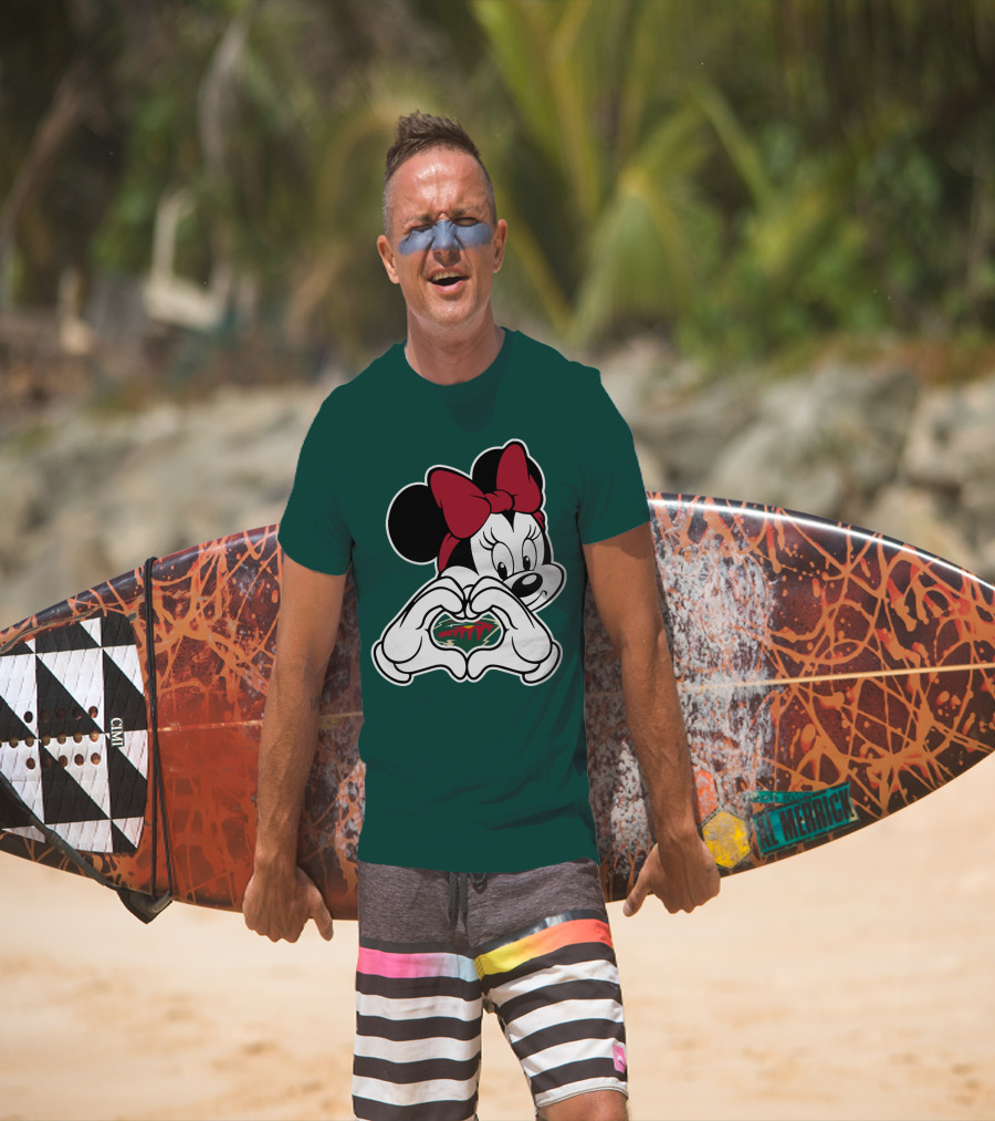 Minnesota Wild Minnie Mouse Heart Hands T-Shirt