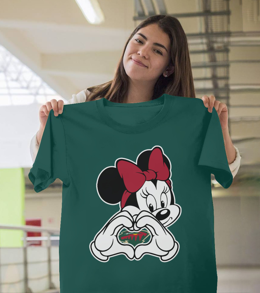Minnesota Wild Minnie Mouse Heart Hands T-Shirt