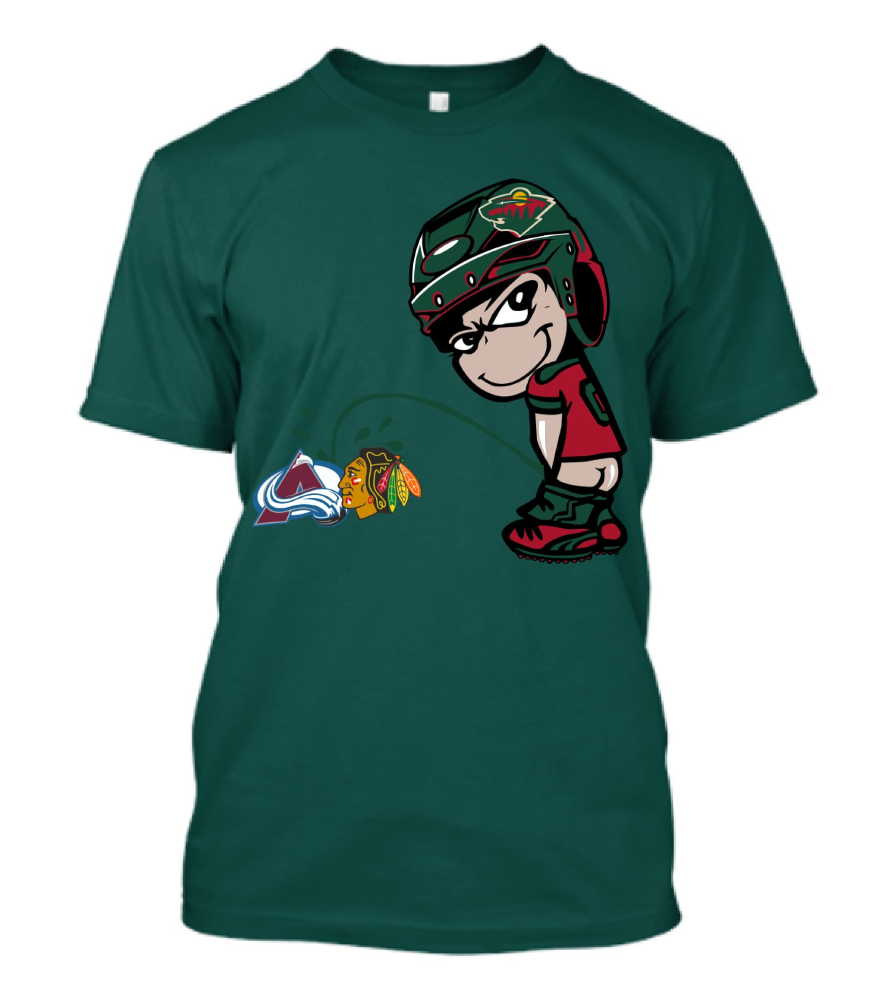 Minnesota Wild Hockey Team Rivalry With Chicago And Colorado Logos T-Shirt
