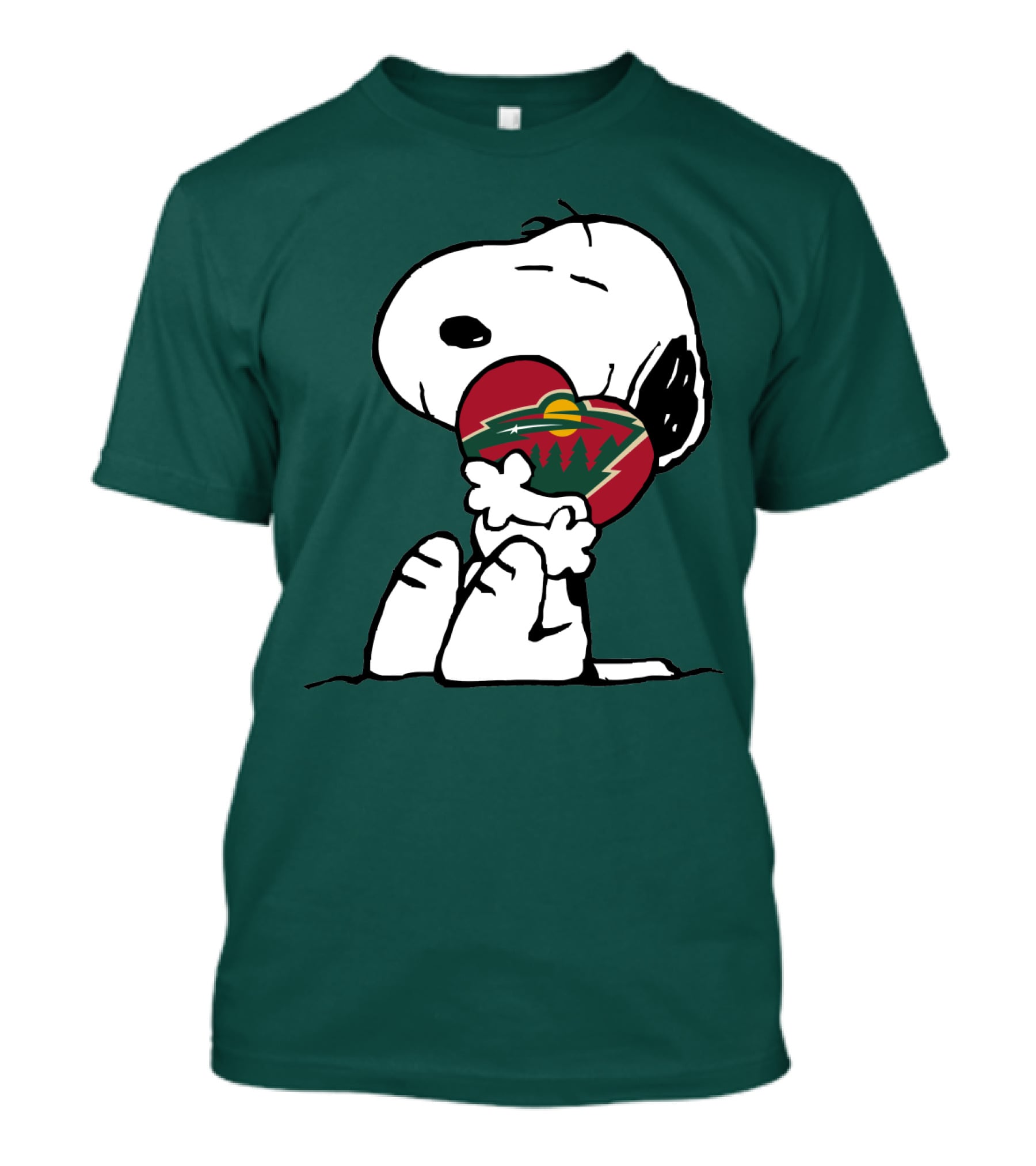 Minnesota Wild Snoopy Hugging Heart T-Shirt