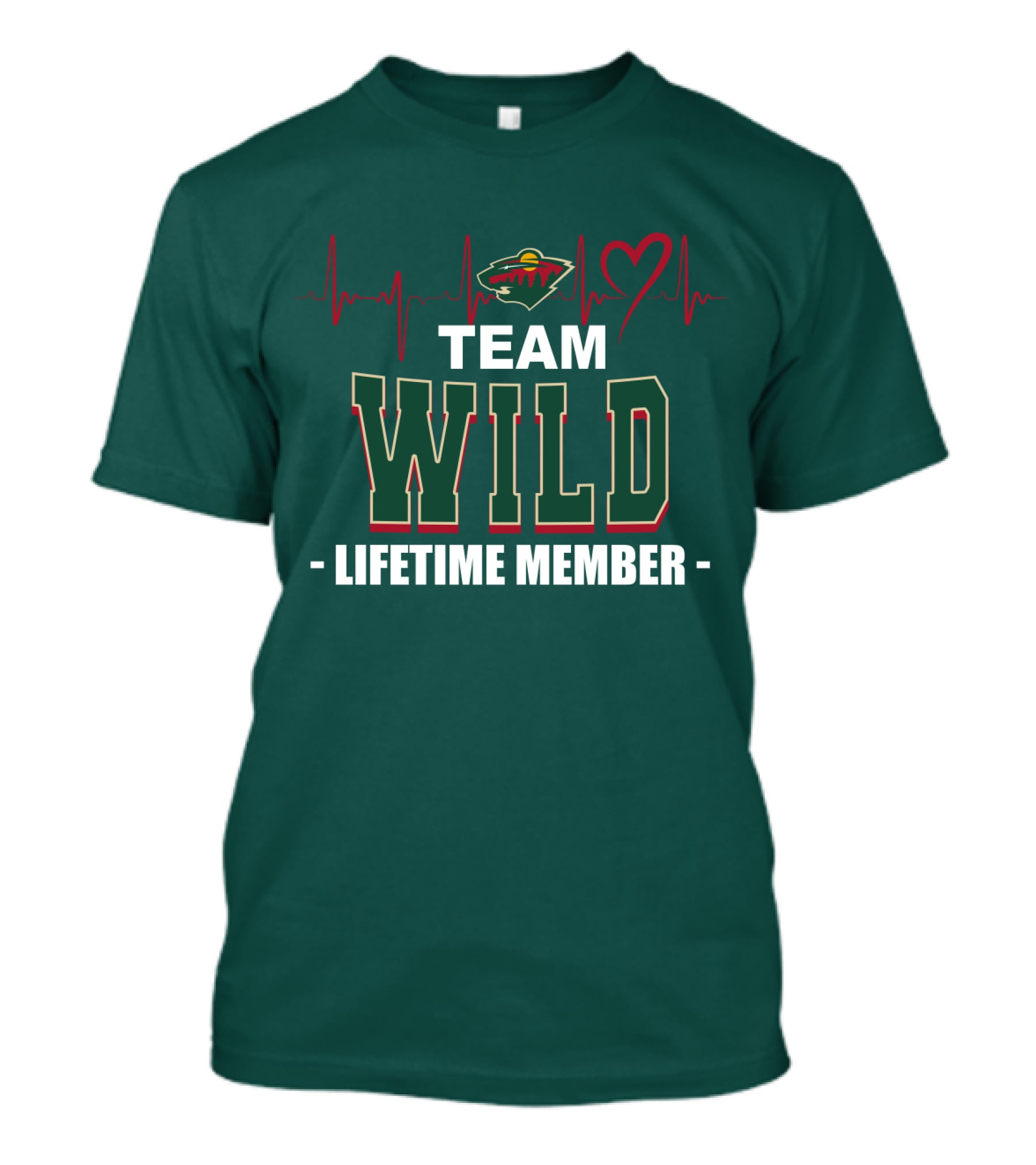Team Minnesota Wild Lifetime Member Heartbeat T-Shirt