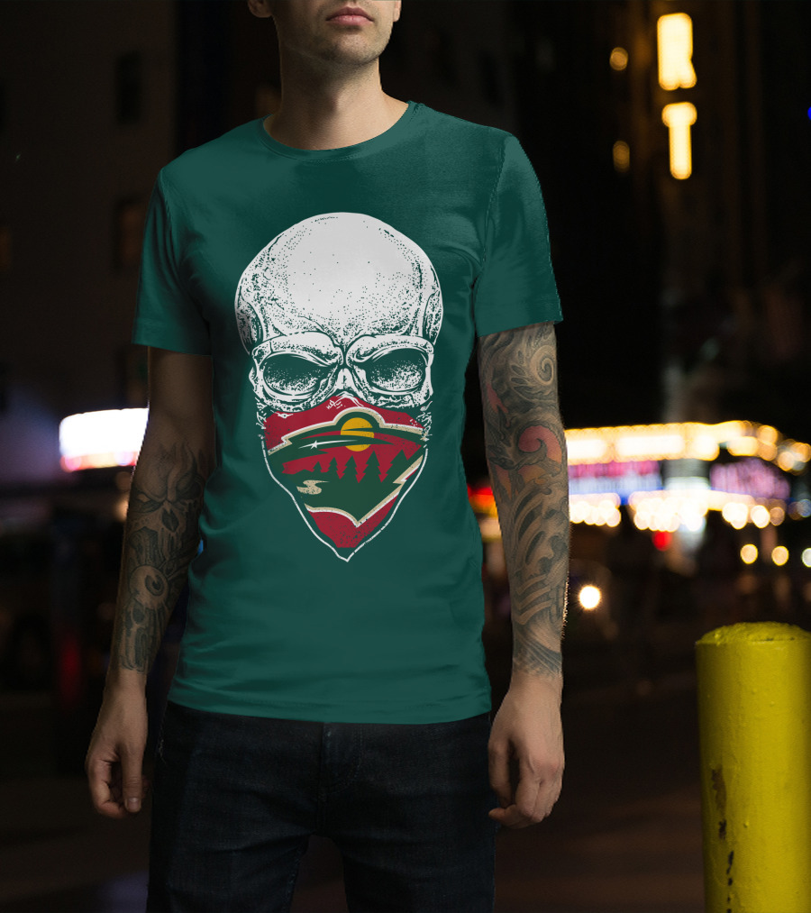 Minnesota Wild Hockey Skull Logo Bandana T-Shirt