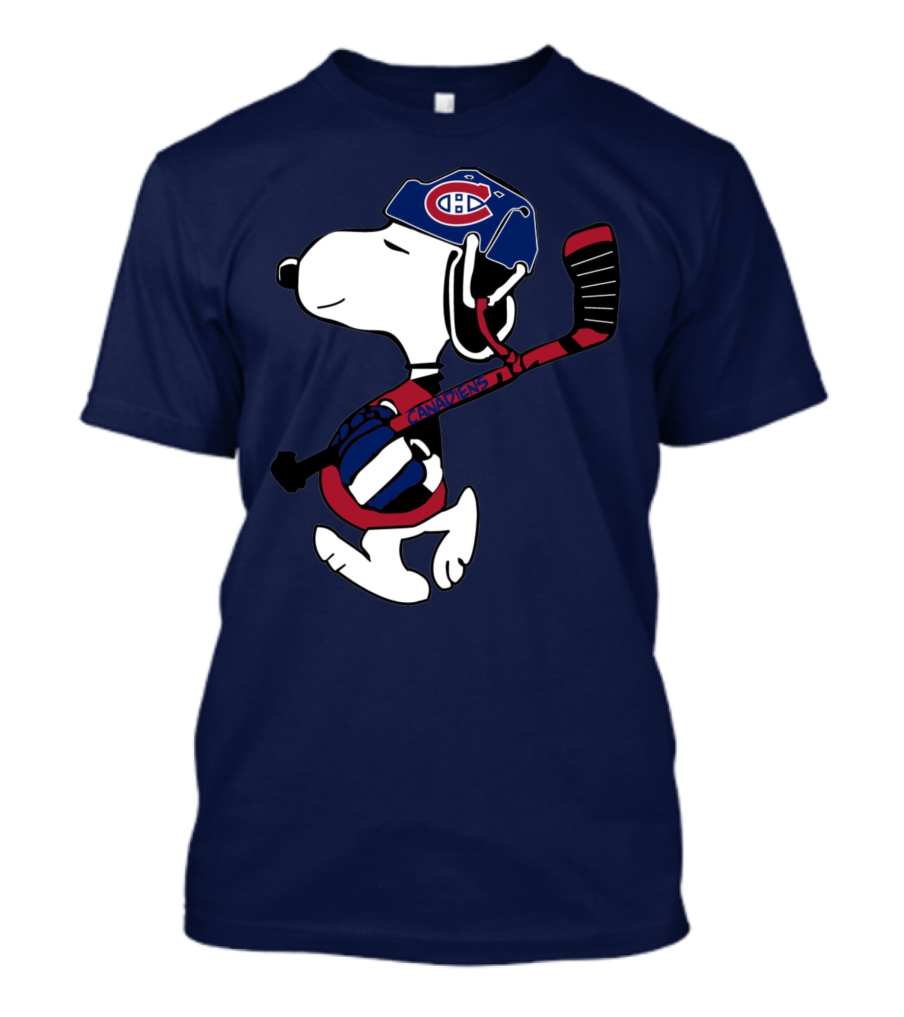 Snoopy Montreal Canadiens Hockey Helmet And Stick T-Shirt