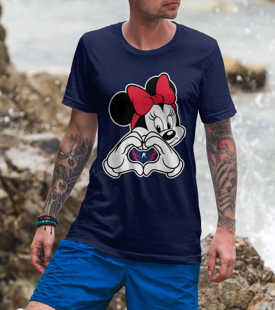 Minnie Mouse Heart Hands Washington Capitals T-Shirt