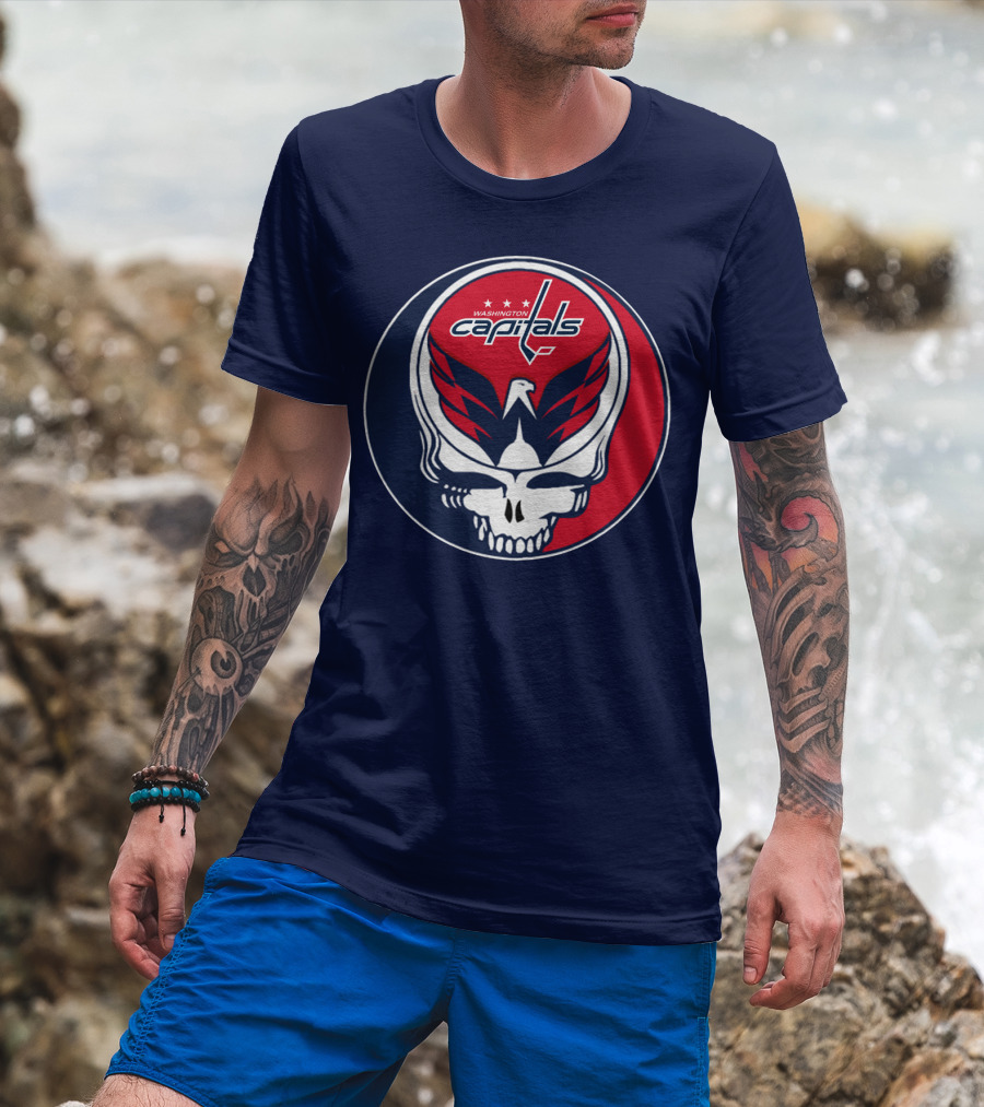 Washington Capitals Deadheads Hockey Logo Crest T-Shirt