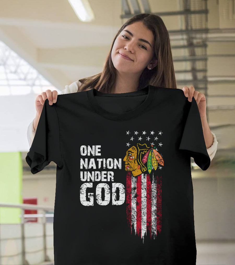 One Nation Under God Blackhawks Stars And Stripes T-Shirt