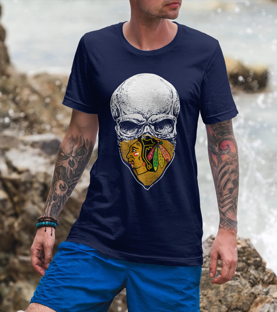 Blackhawks Skull Face Mask T-Shirt