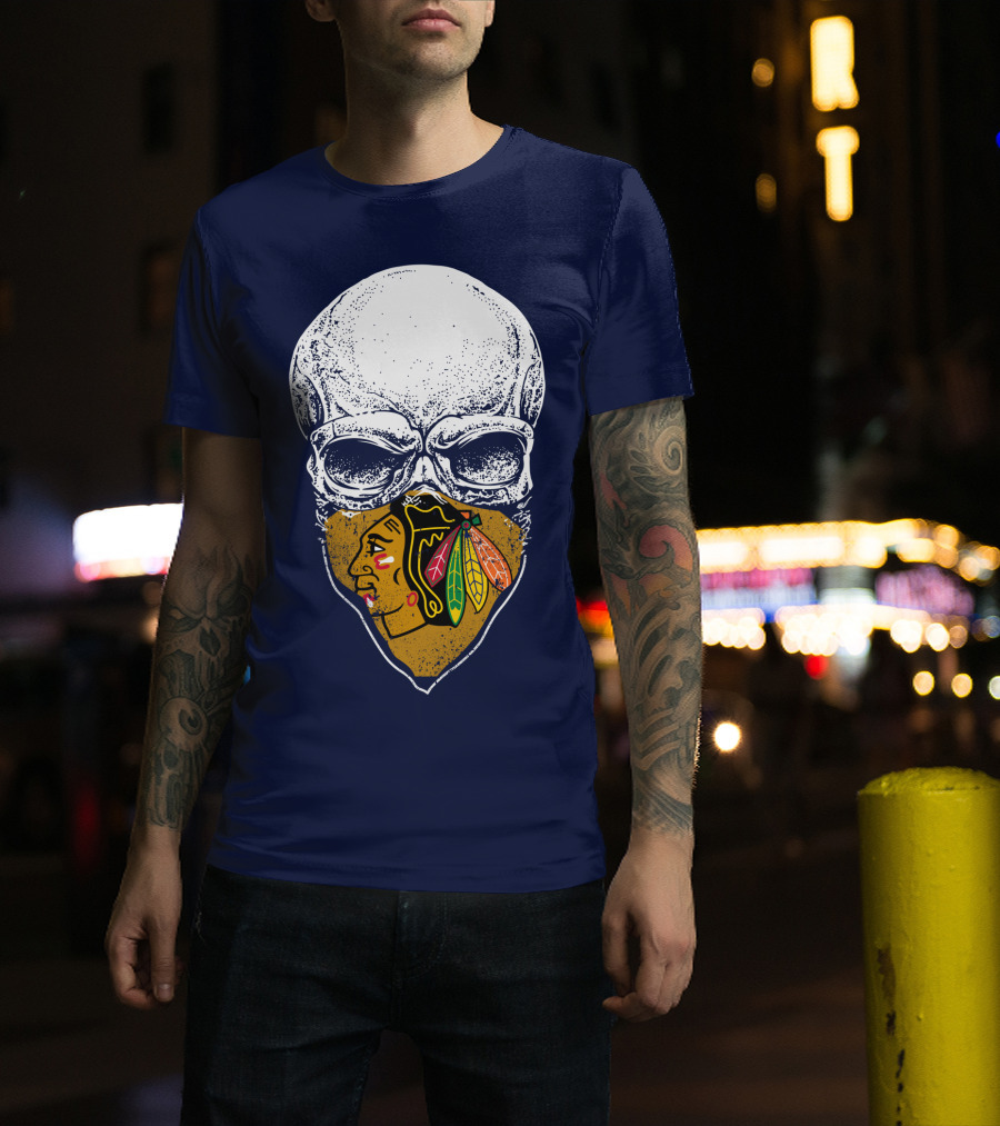 Blackhawks Skull Face Mask T-Shirt