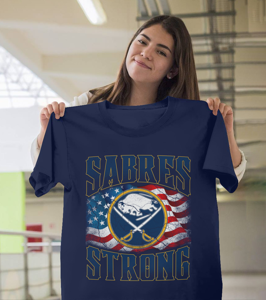 Sabres Strong Buffalo American Flag T-Shirt