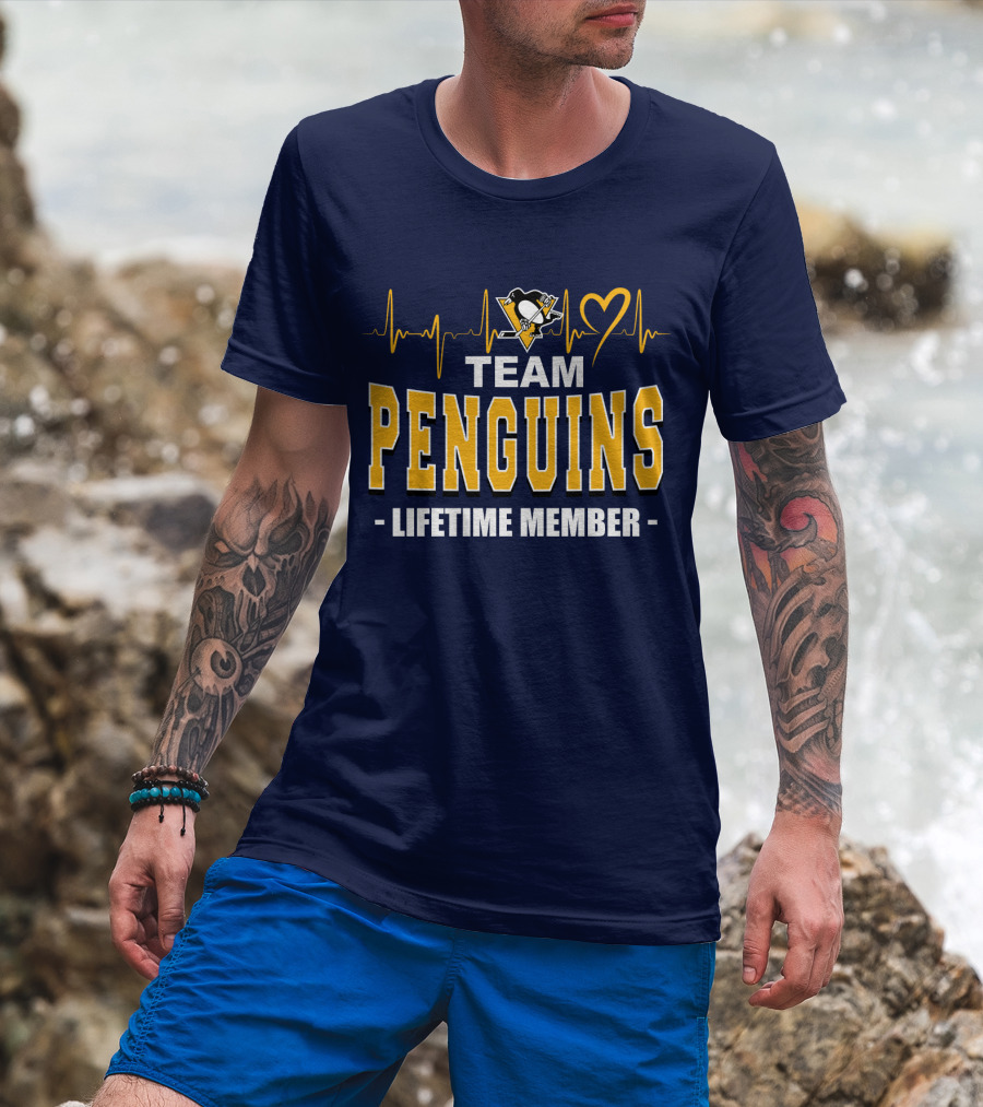 Team Penguins Lifetime Member Pittsburgh Penguins Heartbeat T-Shirt