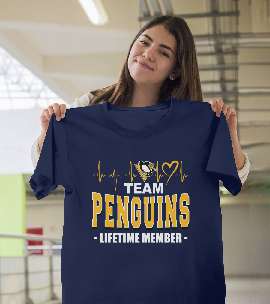 Team Penguins Lifetime Member Pittsburgh Penguins Heartbeat T-Shirt