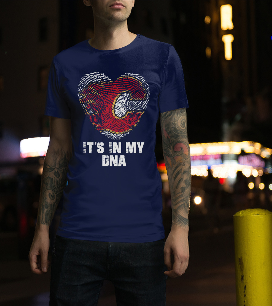 Calgary Flames Heart It's In My Dna Fingerprint T-Shirt