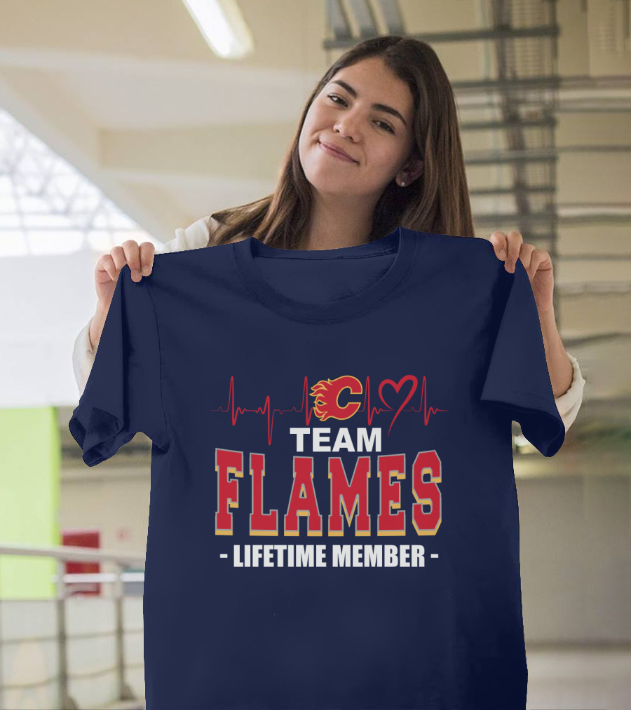 Team Calgary Flames Lifetime Member Heartbeat T-Shirt