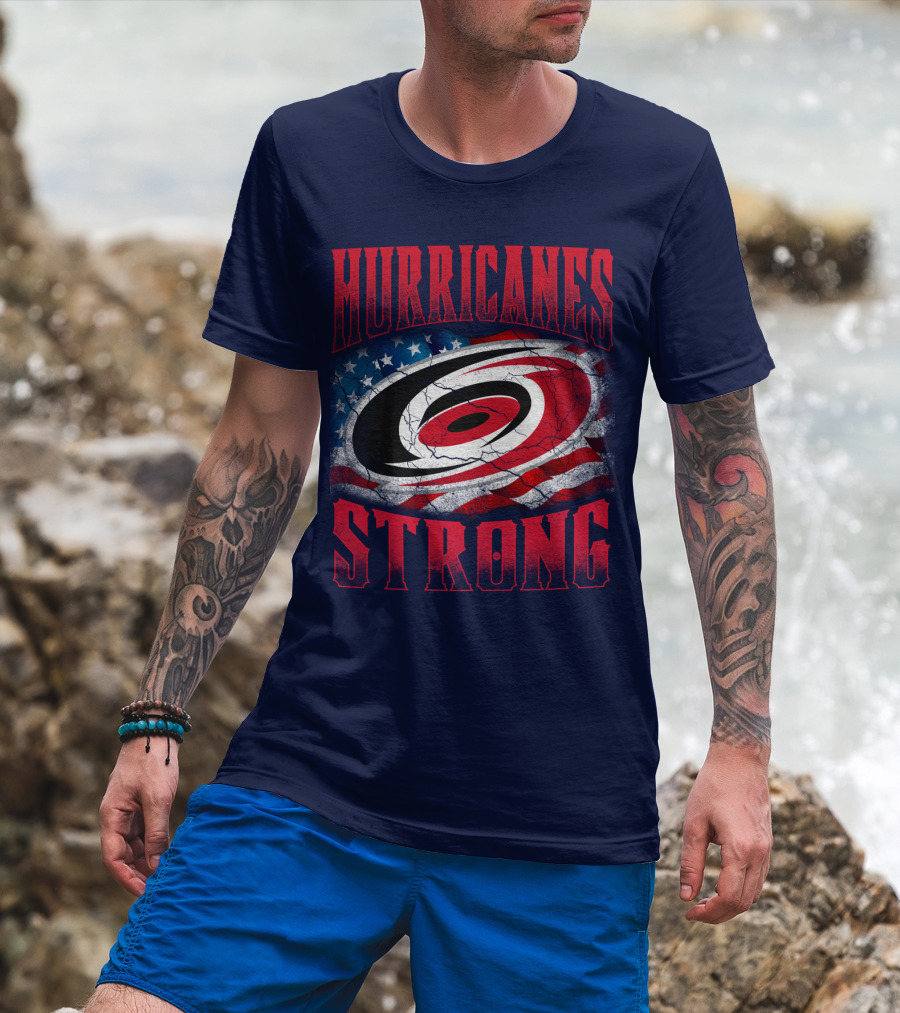 Carolina Hurricanes Strong American Flag T-Shirt