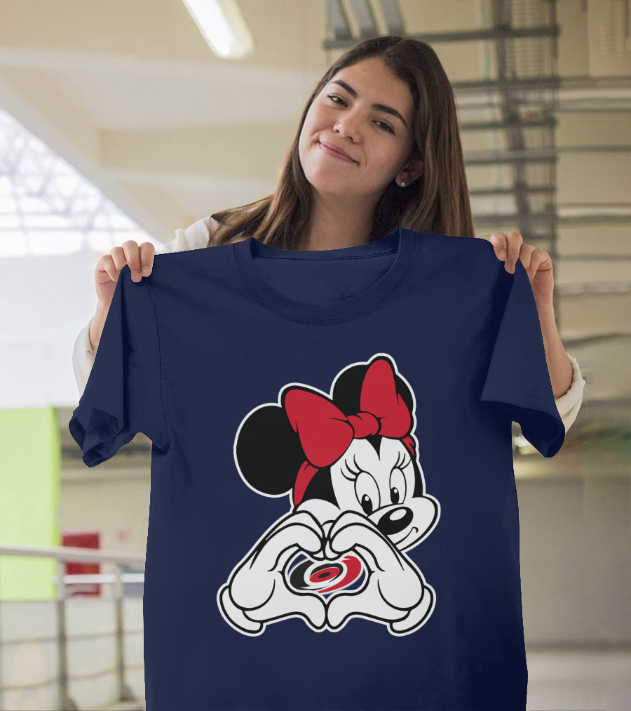 Carolina Hurricanes Minnie Mouse Heart Hands T-Shirt