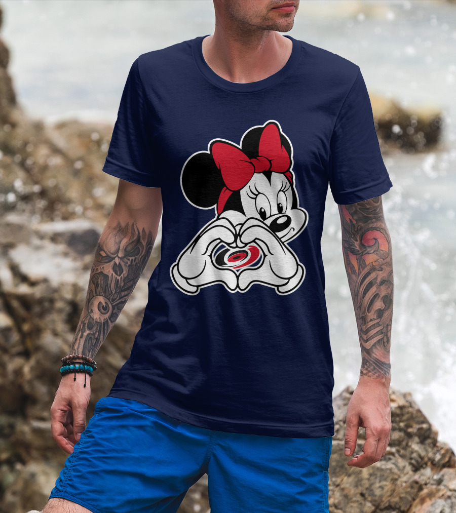 Minnie Mouse Carolina Hurricanes Heart Hands T-Shirt