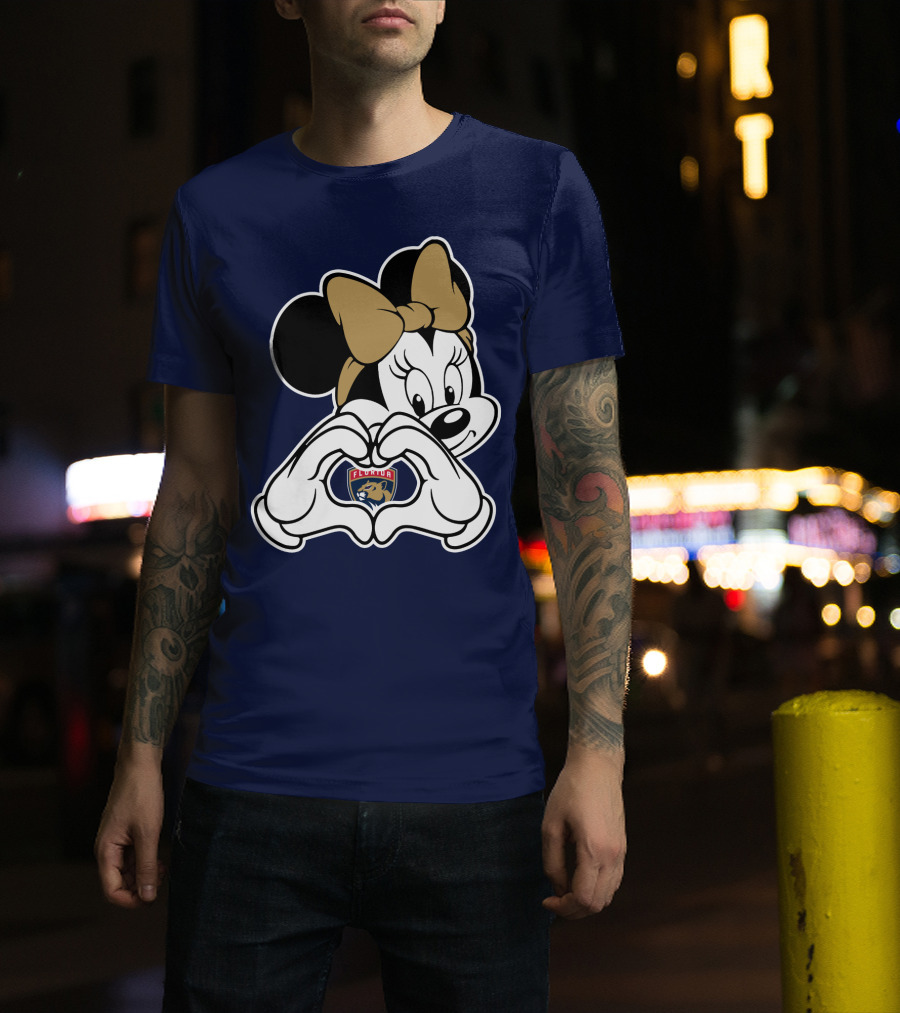 Florida Panthers Minnie Heart Hands T-Shirt