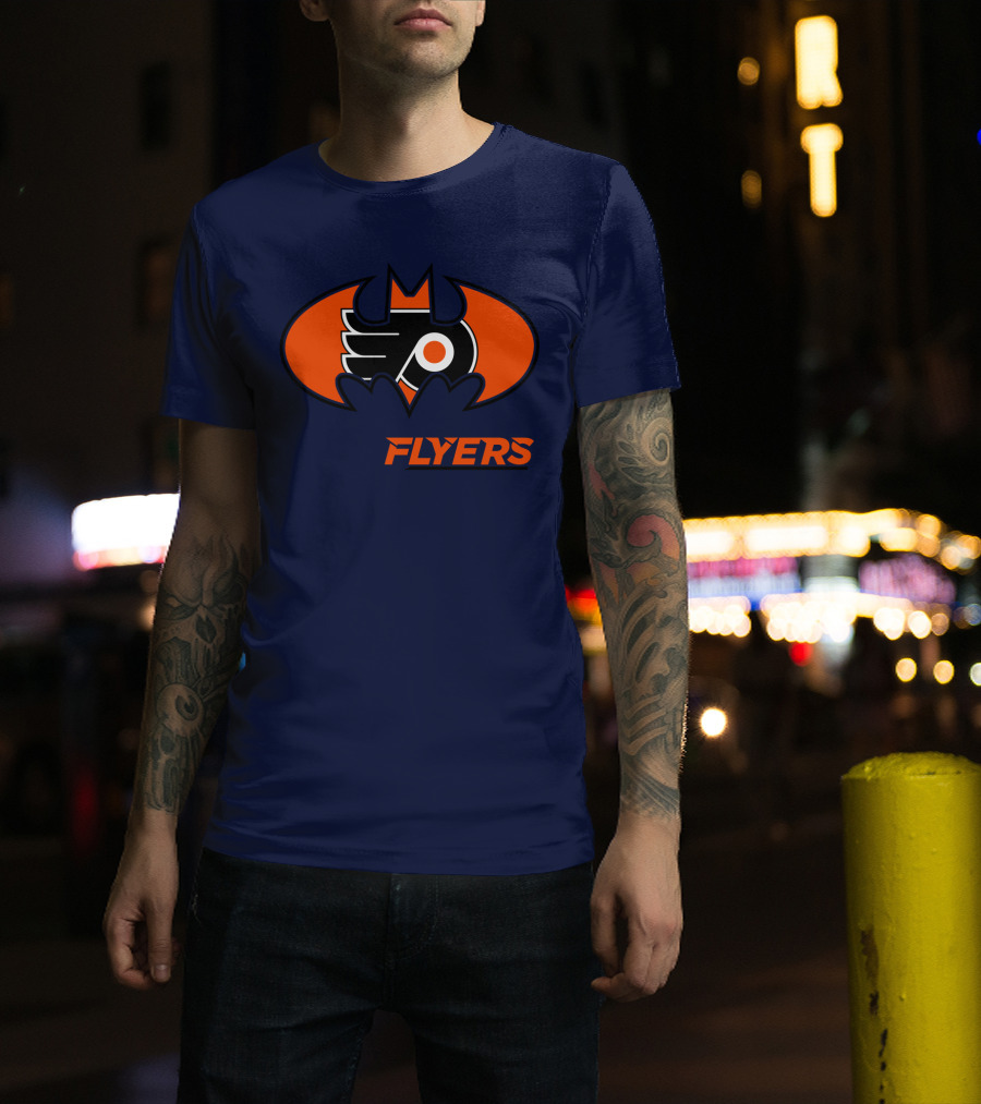 Philadelphia Flyers Batman Logo Crossover T-Shirt