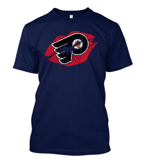 Philadelphia Flyers Logo With Red Lips T-Shirt