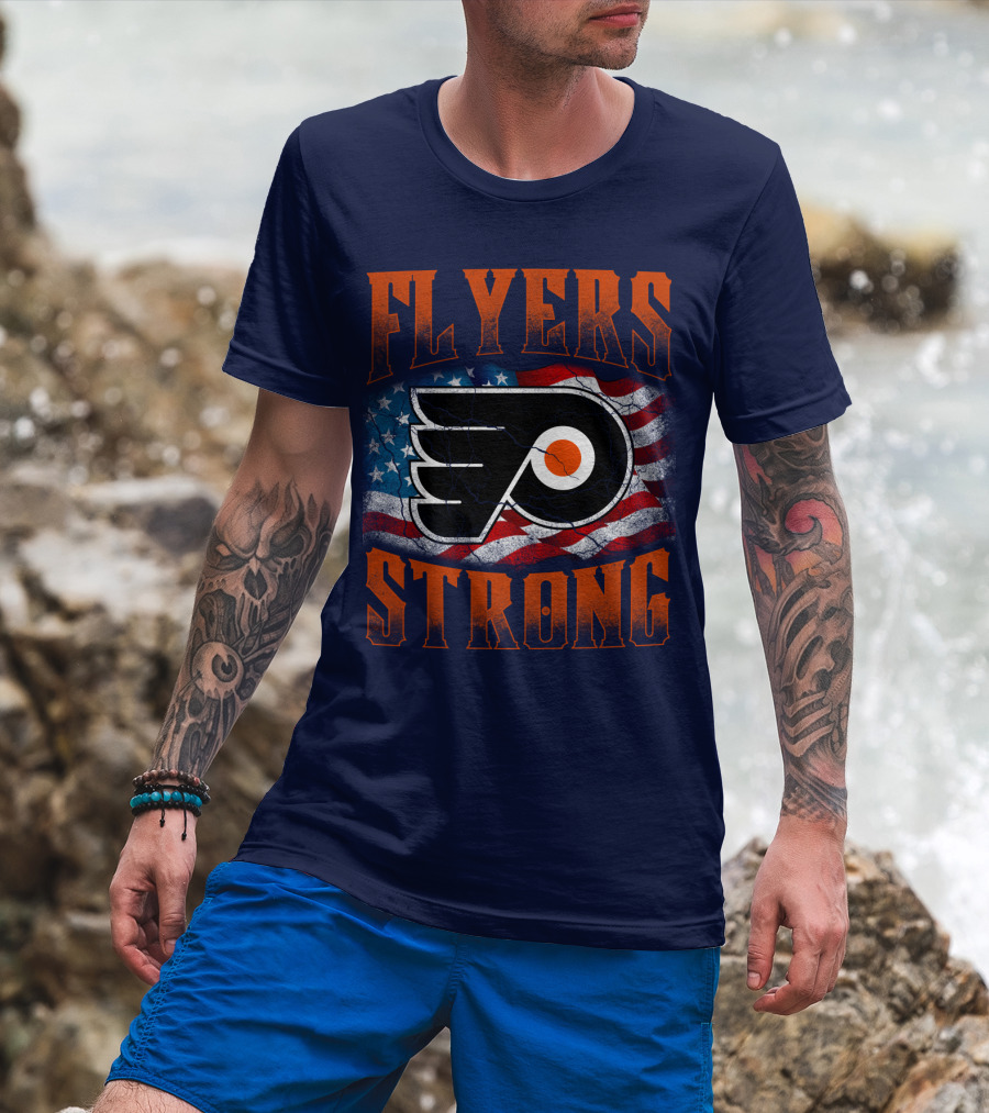 Flyers Strong Philadelphia American Flag T-Shirt
