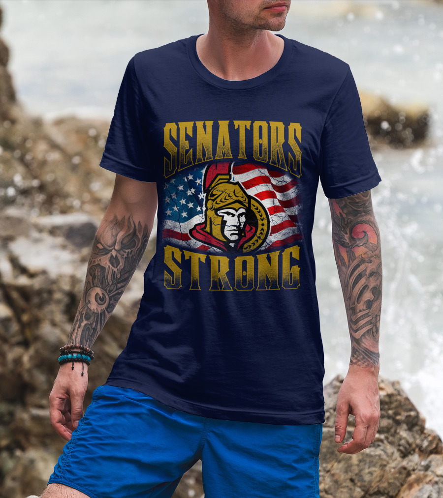 Senators Strong Ottawa Senators American Flag T-Shirt