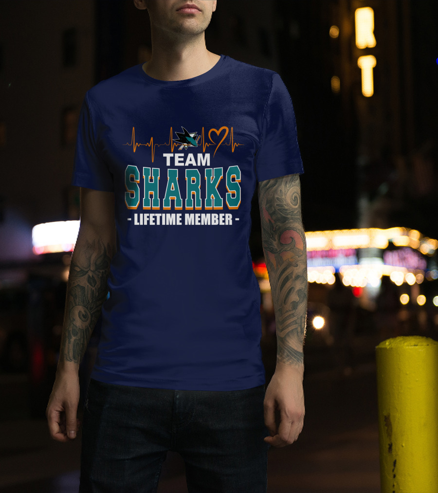Team Sharks San Jose Lifetime Member Heartbeat T-Shirt