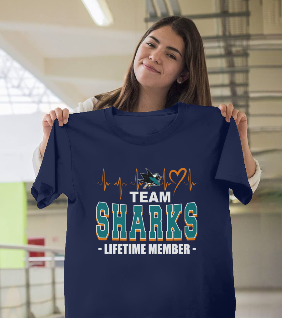 Team Sharks San Jose Lifetime Member Heartbeat T-Shirt