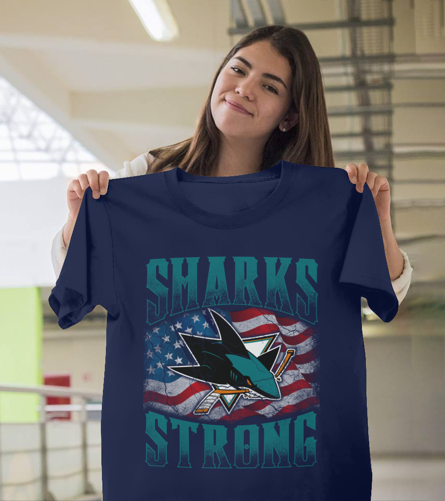 Sharks Strong American Flag San Jose Sharks T-Shirt